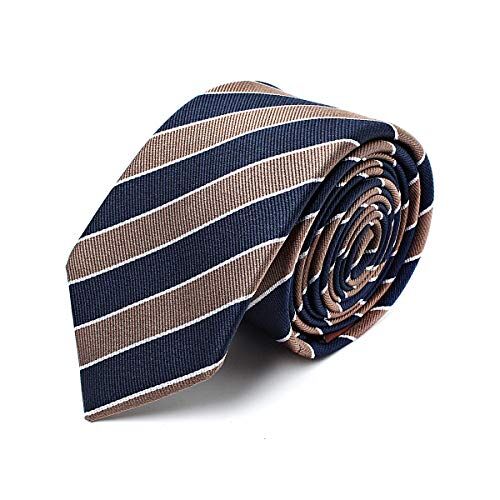 BRERA 67 Cravatta Uomo Righe Blu Beige Elegante in Seta   Cravattino per Completo 150x7   Cravatte Slim per Vestito da Cerimonia e per Abiti da Lavoro