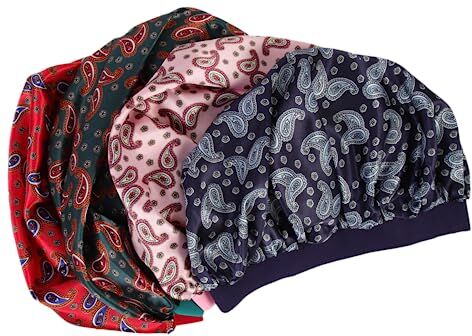 Mipcase 4 Pz berretto da notte berretto di protezione dei silk cap for sleep cuffia doccia tappo bidet cappuccio indossare un velo cuffia da doccia Mancare cappello Raso