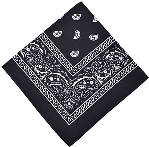 Aomig Bandane, Bandana Nera Bandane Colorate per Donna e Uomo, Multicolori Fazzoletti Testa Bandana per Capelli Modello di Anacardi, Stile Hip Hop, 55 * 55CM