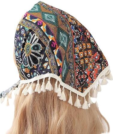 OSKOUR Totem pizzo all'uncinetto capelli bandana sciarpa triangolare con nappe triangolo fasce uncinetto fascia per capelli fazzoletto per le donne ragazze