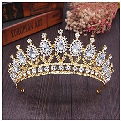 YTGLQAZ Accessori Per Capelli Fasce Per Le Donne Corone Da Sposa Vintage Blu Copricapo Da Donna Diademi Da Sposa Accessori Per Gioielli Per Capelli Da Sposa Regalo Diadema (Colore Metallo: Oro Bianc