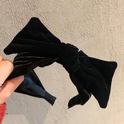 Generico Testa di fiore Nero piccolo vento profumato fascia Coreano semplice fiocco di velluto fascia retro viso rosso netto lavaggio copricapo a righe ragazza, stile fiocco nero