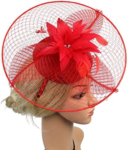 Youllyuu Big Tea Party Fascinator Cappello Derby Fascia Fiore Pillbox Cappello Cocktail Nuziale Copricapo