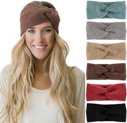 DRESHOW 6 Pezzi Fasce per Capelli Tessuto di Lana Turbante Fascia da Donna Invernale Accessori Cerchietti per Donna Ragazze