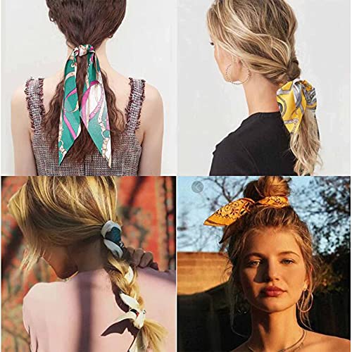 Yheakne Fascia per capelli in seta, per capelli lunghi in chiffon, per coda di cavallo, stile vintage, per donne e ragazze, colore: Giallo