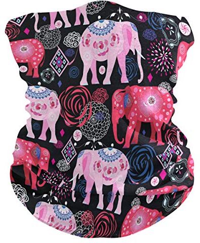 QMIN Fascia floreale etnica indiana elefante bandana protezione viso solare collo ghetta magica sciarpa passamontagna copricapo per donne uomini ragazzi ragazze