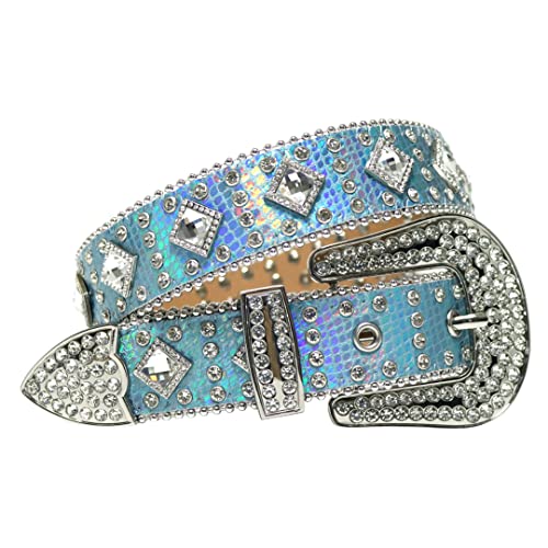 Dsimilarl Western Belt Luxury Strap Crystal Borchie Cintura Strass Cintura Cinturones Para Mujer Cinto De Strass Maschile Cinture Blu Bianco 111,8 cm