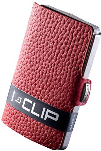 I-CLIP ® Original   Portafoglio Uomo Donna in Pelle   Mini Porta Carte di Credito   Portatessere Tascabile Piccolo Slim   Idea Regalo Uomo   Wallet Originale da Collezione   Pure Rosso