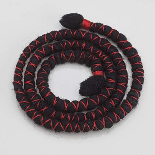 DreadLab Cravatte a spirale pieghevoli (50 cm, nero con filo rosso)