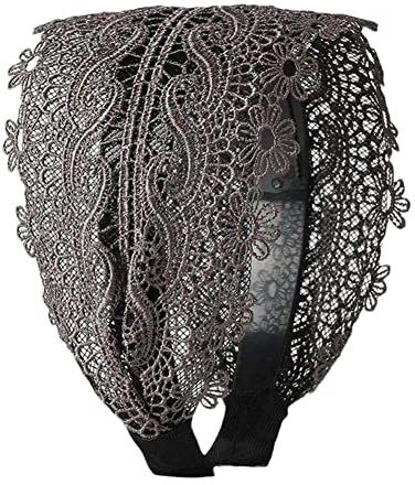 Generic Fascia per capelli larga da donna in pizzo retrò moda ragazza ampia cerchio caldo capelli copricapo donna turbante laterale fasce per capelli X9K7 accessori Bandane