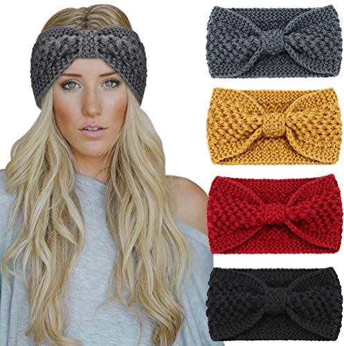 DRESHOW 4 Pezzi Fasce per Capelli Tessuto di Lana Turbante Fascia da Donna Invernale Accessori Cerchietti per Donna Ragazze