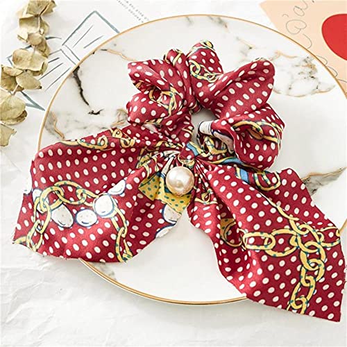 Roping 2021 Donne Chiffon Bowknot Capelli di Seta Scrunchies Perla Coda di Cavallo Titolare Dei Capelli Corda di Gomma Fasce Copricapo Accessori per Capelli