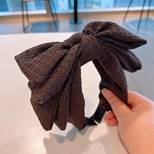 Generico Designer coreano oversize bowknot filato di cotone testurizzato fascia accartocciata fascia di alta qualità versatile, 2248A-cioccolato caffè