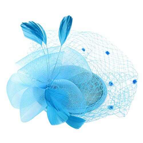 Generico Hat Party Feathe Cocktail Fashion Fascinators Hat Clip Hair Hat Headband Women's Headband Cerchietto Orecchie (Blue, One Size)