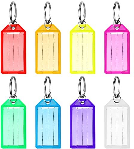 Suofuolef 40 portachiavi scrivibili, portachiavi in plastica per scrivere in 8 colori assortiti per etichettare vari oggetti come chiavi, bagagli, animali domestici