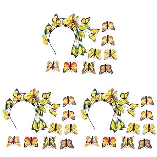 FRCOLOR 3 Set Cerchietto a Farfalla Cappello a Fermaglio Per Fascinator Per Le Donne Cerchietti Per Con Farfalle Di Fata Adulta Bambino Hawaii Metallo Papillon