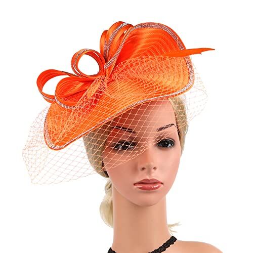 Youllyuu Derby Cappelli Per Le Donne Velo Fascia Tè Party Cappelli Kentucky Raso Strass Fascinator Chiesa Cappelli