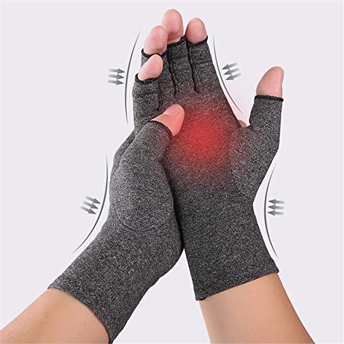 Lottoy 1 paio di guanti anti-artrite per uomo e donna, offrono sollievo dai sintomi e senza dita per la tipologia di computer