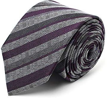 BRERA 67 Cravatta Uomo Righe Grigio Viola Elegante in Seta   Cravattino per Completo 150x7   Cravatte Slim per Vestito da Cerimonia e per Abiti da Lavoro