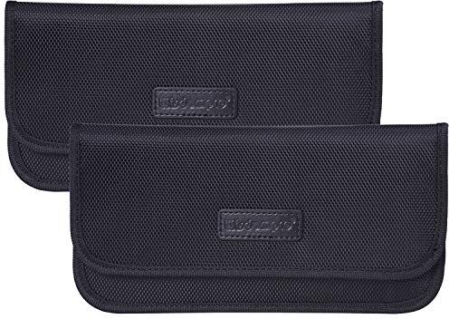 wisdompro 2 Pezzi Custodia RFID Schermatura, Borsa Faraday con Blocco del Segnale per Smartphone, Portachiavi, Telefono, Carte di Credito, Antifurto, per Uomo e Donna 7.5 x 3.5 inch, Nero