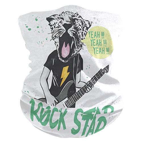 QMIN Fascia Rock Leopard Play Chitarra Bandana Protezione Viso Maschera Solare Collo Ghetta Magica Sciarpa Passamontagna Copricapo per Donne Uomini Ragazze