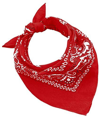 JOPHY & CO. BANDANA 100% cotone SET da 3/5/10 per Donna Uomo Bambini Unisex Tinta Unica e/o con Motivo Paisley COD. A644 (Set 3 pz, Paisley, Rosso)