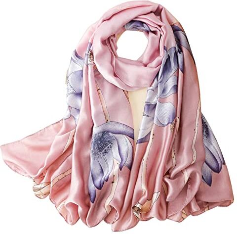 WEIGEER Silk Scarf Women Shawl Purple Scarf Stain Neckerchief Head Wraps Thin Scarf Ladies Beach Shawl Vintage Painting Bridal Belt Chiffon Scarf Muslim Colorful Cloth Christmas Decorations Scarf rosa loto