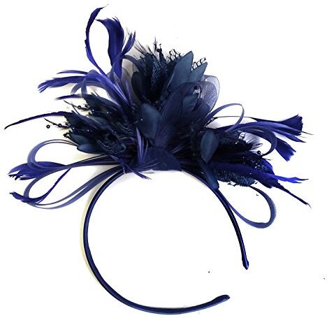 Caprilite Cerchietto per capelli con piume, colore: blu navy, Blu