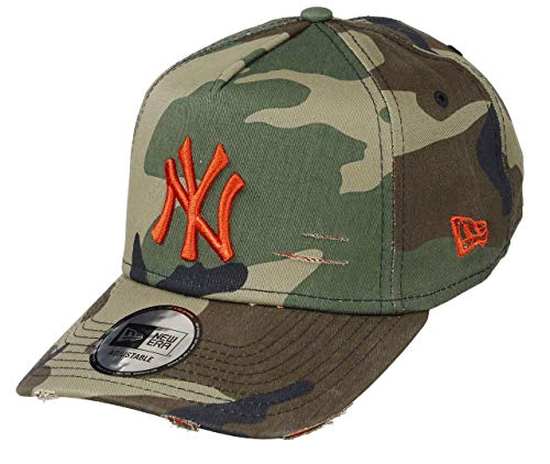 New Era York Yankees 9forty A Frame Adjustable cap Distressed Woodland Camo/Orange One-Size