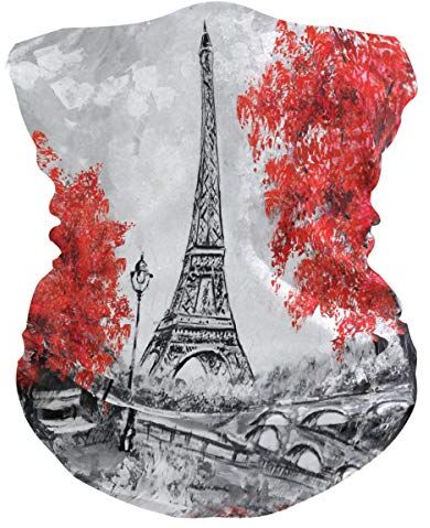 QMIN Fascia per capelli Parigi Torre Eiffel autunno Albero Bandana viso protezione solare maschera collo Ghetta magica sciarpa passamontagna copricapo per donne uomini ragazzi ragazze