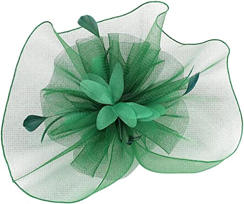 YPOSPDD Cappello Fascinators for donna Tea Party Fascia for capelli Derby Matrimonio Fiore bianco Fermaglio for capelli Copricapo anni '20 Foulard (Color : Green_One Size)