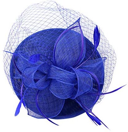 KEERADS Capelli Casual Clip Capelli Cappello Grande Matrimonio Fatto A Mano Fascinator Donne Fascia Falso Nero (Blu, One Size)