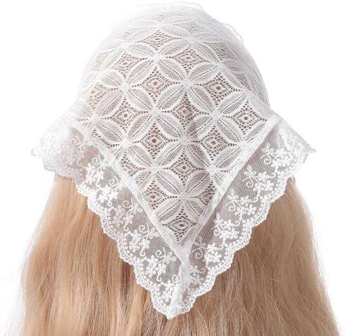 Whakano Fasce per capelli da donna, bandane in pizzo, fascia decorativa, fazzoletti triangolari, bandana, sciarpa, copricapo, accessori per capelli per donne e ragazze, foglie bianche