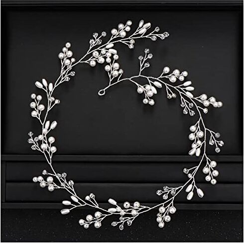 PiurUf Fascia Per Capelli Wedding Headdress Pearl Crystal Headband Accessori for capelli Bridal Capelli Parolaccio Donne Handmade Tiara Wedding Hair Ornaments Gioielli Fascia Per Capelli Donna (Size : Silve