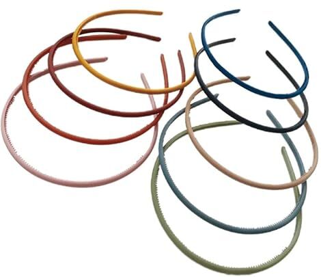 generic Set di 9 cerchietti per capelli in tinta unita, opachi, antiscivolo, adatti a tutte le fasce sottili