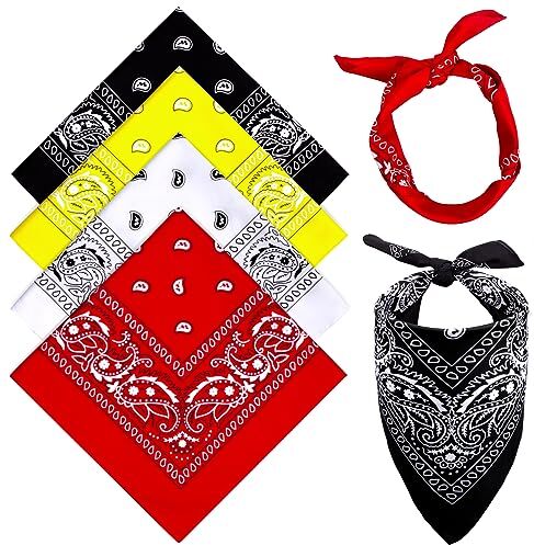 MELLIEX 4 Pezzi Bandane Sciarpa Paisley Bandana per Capelli 4 Colori Fazzoletto Unisex Fasce Ciclismo in Cotone per Uomo e Donna