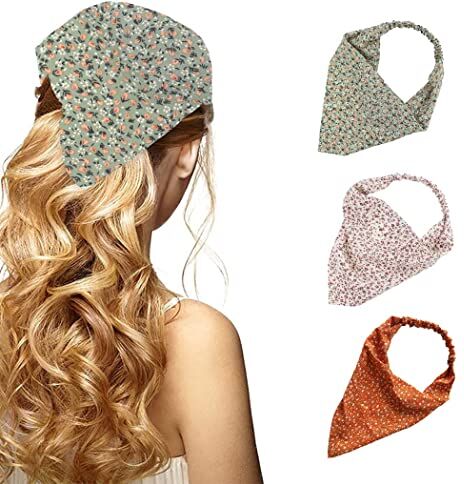 Zoestar Foulard con testa a triangolo, in chiffon, colore verde, per capelli e donne, per ragazze (confezione da 3)