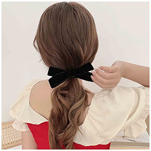 Inilbran Vintage Raso Fiocco Capelli Barrettes Nero Velluto Fiocco Capelli Clip Barrette Inverno Nastro Fiocco Fermaglio Barrette Francese Bowknot Fermaglio Capelli Accessori Decorativi Per Donne