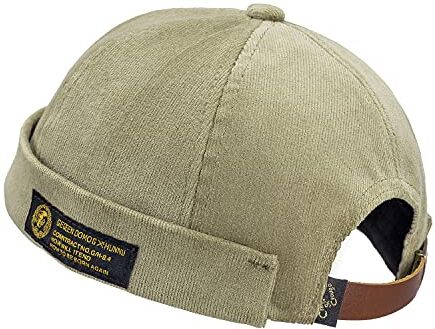 CLAPE Berretto Portuale in Corduroy Cappellino da Portuale Unisex Retro Brimless cap Docker Hat Berretto da Uomo con Bordo Arrotolato Berretto da Pescatore