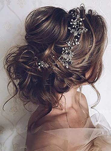 Unicra Fiore sposa sposa capelli vite argento cristallo accessori per capelli nuziale perla fascia copricapo per donne e damigella d'onore