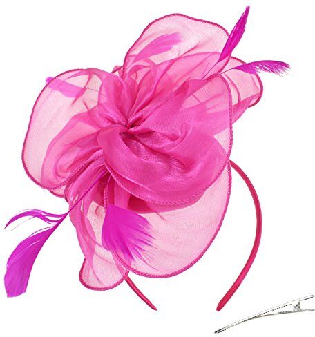 DRESHOW Fascinators per Capelli da Donna Fascinator Chapeau Nuptiale Plumes Cheveux Clip Accessoires Cocktail Royal Ascot