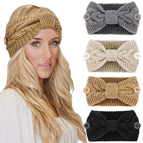 DRESHOW 4 Pezzi Fasce per Capelli Tessuto di Lana Turbante Fascia da Donna Invernale Accessori Cerchietti per Donna Ragazze