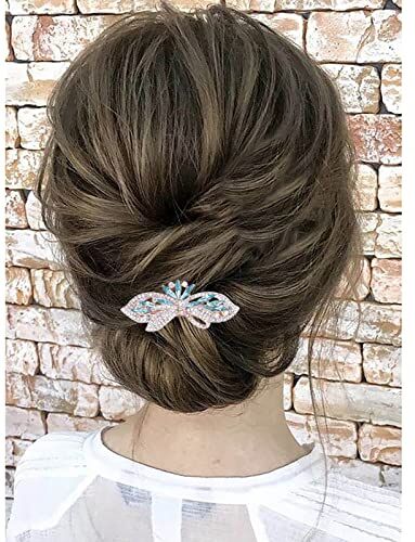 TseenYi Cristallo Capelli Clip Barrette Strass Matrimonio Capelli Barrette Fiore Arco Cristallo Barrette Clip Brillare Nuziale Decorativi Copricapo Strass Forcine Donne Ragazze(cristallo Blu)