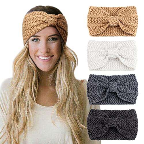 DRESHOW 4 Pezzi Fasce per Capelli Tessuto di Lana Turbante Fascia da Donna Invernale Accessori Cerchietti per Donna Ragazze