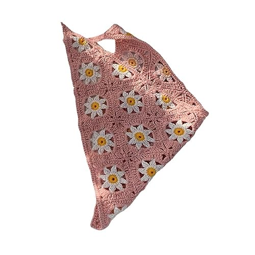 Generic Dolce fascia triangolare lavorata a maglia margherita fatta a mano vintage gancio fiore tea party Halloween sciarpa vintage hot girls (rosa)