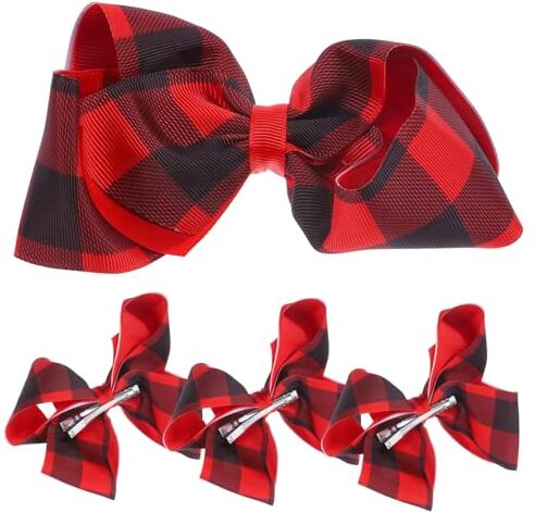 FRCOLOR 4 Pezzi Tornante Dell'Arco Clip Di Plaid Di Natale Boutique Arco Clip A Coccodrillo Rosso Gigante Archi Dell'Arco Fermagli Per Plaid Supporto