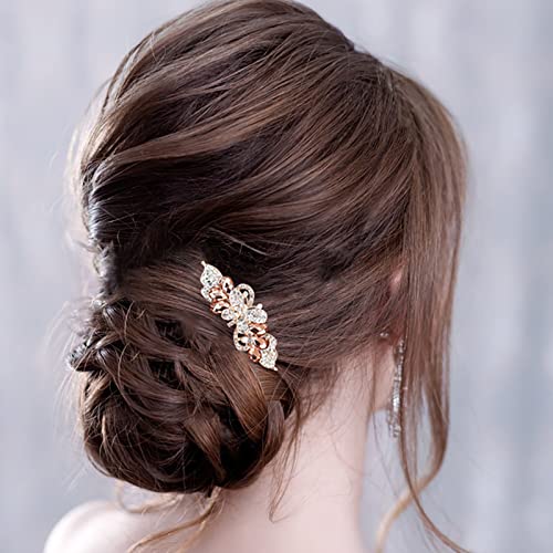 TseenYi Cristallo La farfalla Capelli Clip Barrette Strass Matrimonio Capelli Barrette Brillare Cristallo Nuziale Decorativo Barrette Oro Arco Cristallo Copricapo Donne Ragazze(cristallo Champagne)