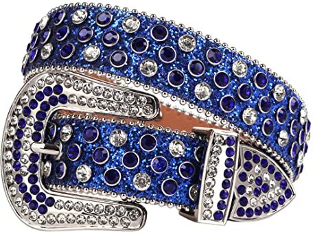 Dsimilarl Western Diamond Borchie Cinture Bling Bling Luxury Strass Cintura Cinghia Cinto De Strass Cowboy Cowgirl Jeans Blu 121,9 cm