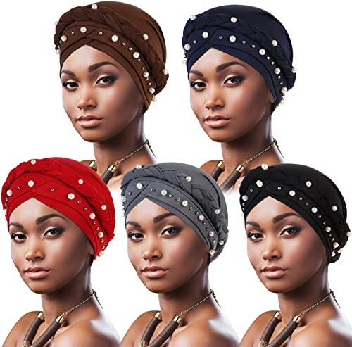 DRESHOW Donne Africane Turbante Pre-Legato Copricapo a treccia Testa Avvolge Cappello Boho Turbante Chemio Cap Elastico Annodato Berretto