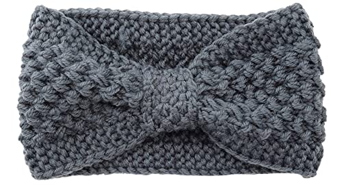 OMICE Turbante invernale elastico morbido per le donne all'uncinetto caldo orecchio caldo orecchio fascia testa fascia fascia maglia (grigio scuro)